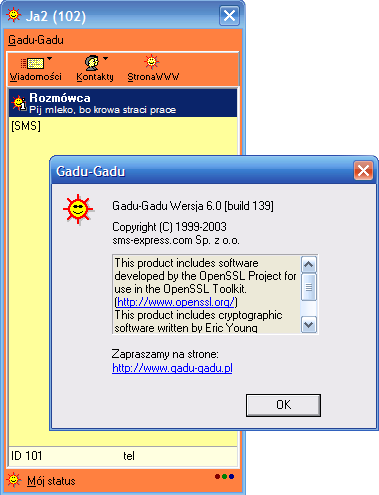 Screenshot of Gadu-Gadu 6.0 connected to poGGadaj